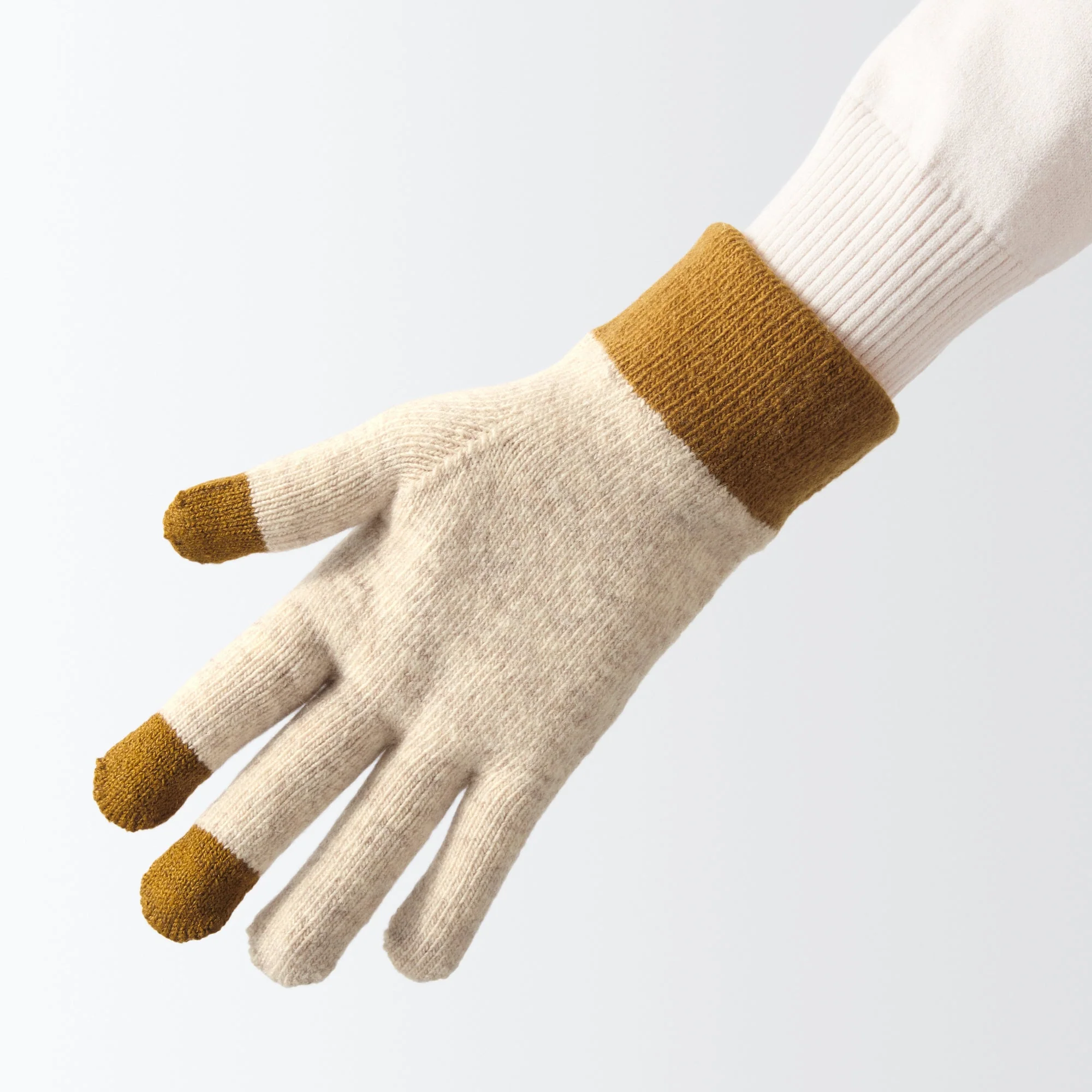 Wool Blend Touchscreen Bicolor Gloves - Image 12