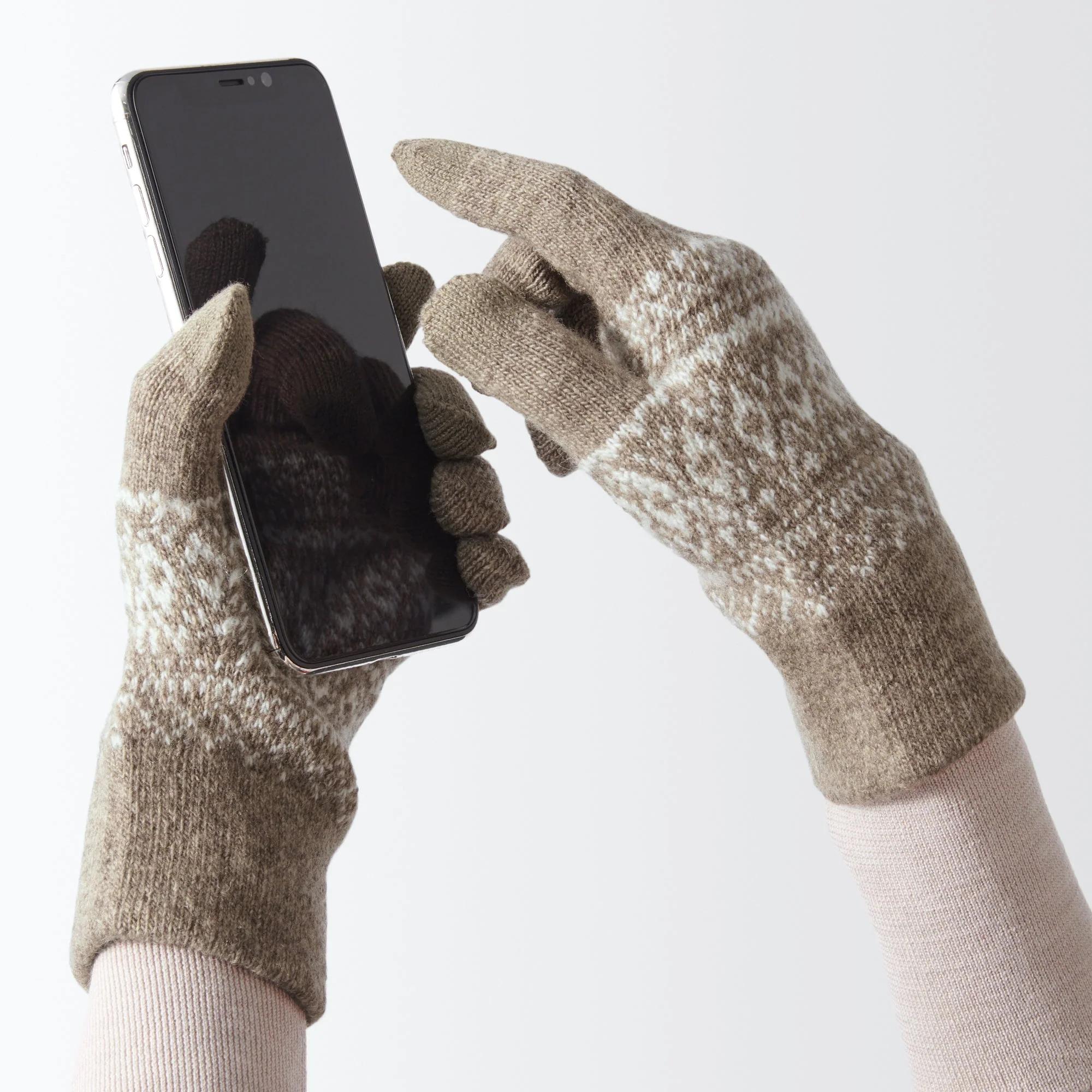 Wool Blend Patterned Touchscreen Gloves