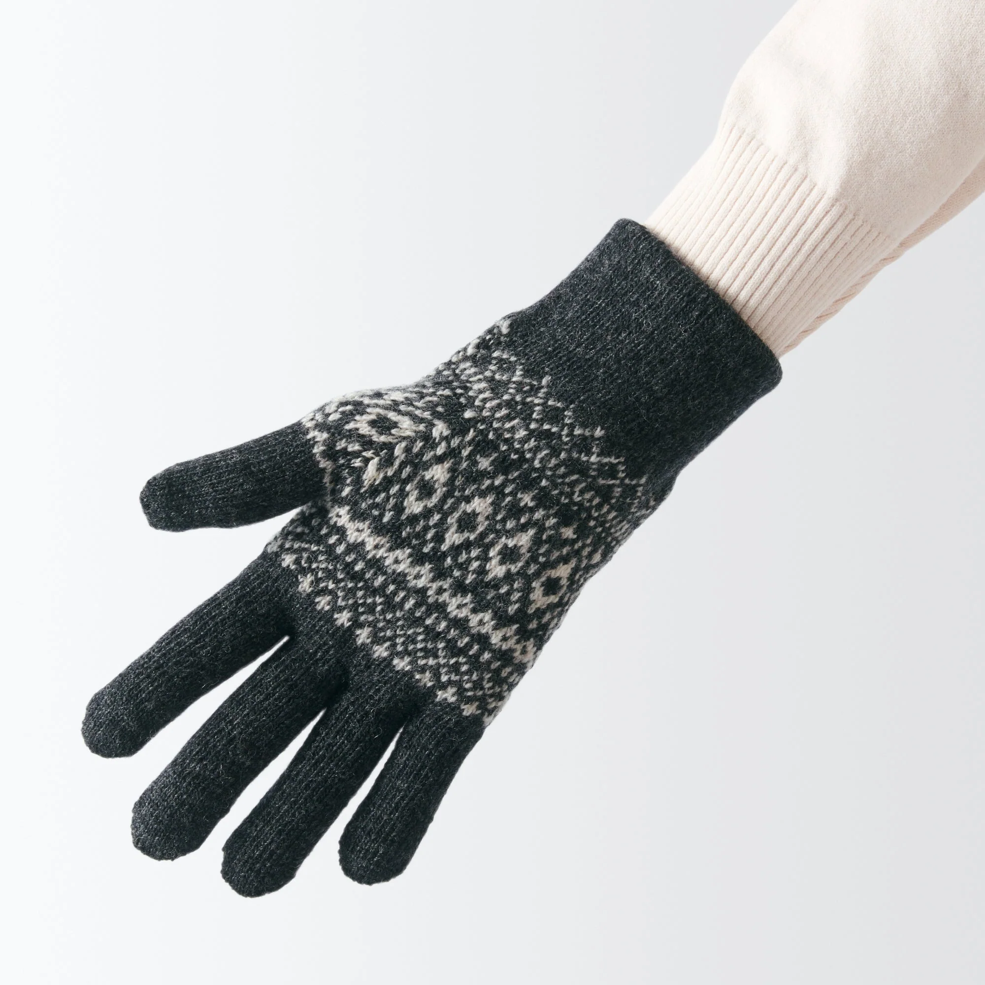 Wool Blend Patterned Touchscreen Gloves - Image 12