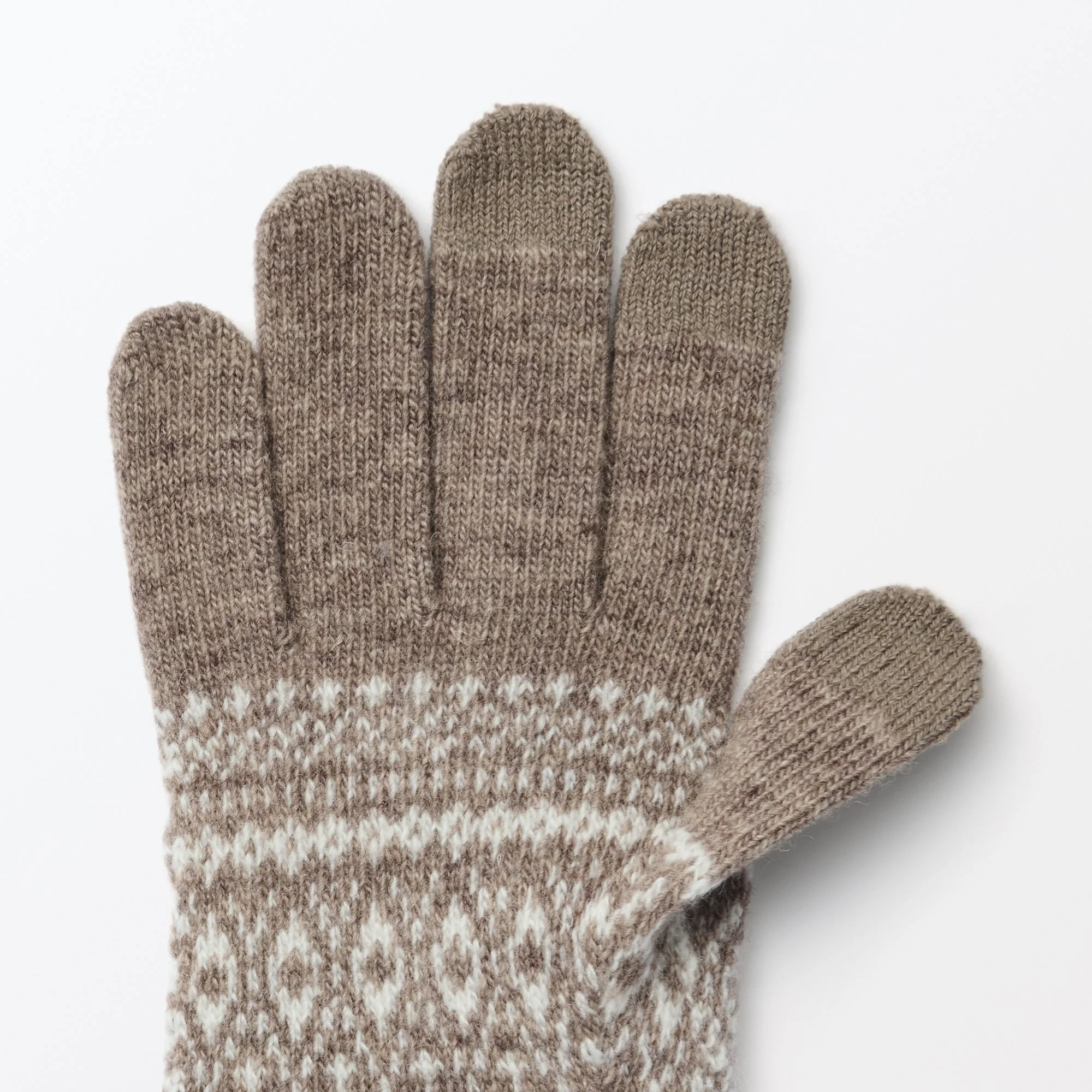 Wool Blend Patterned Touchscreen Gloves - Image 3